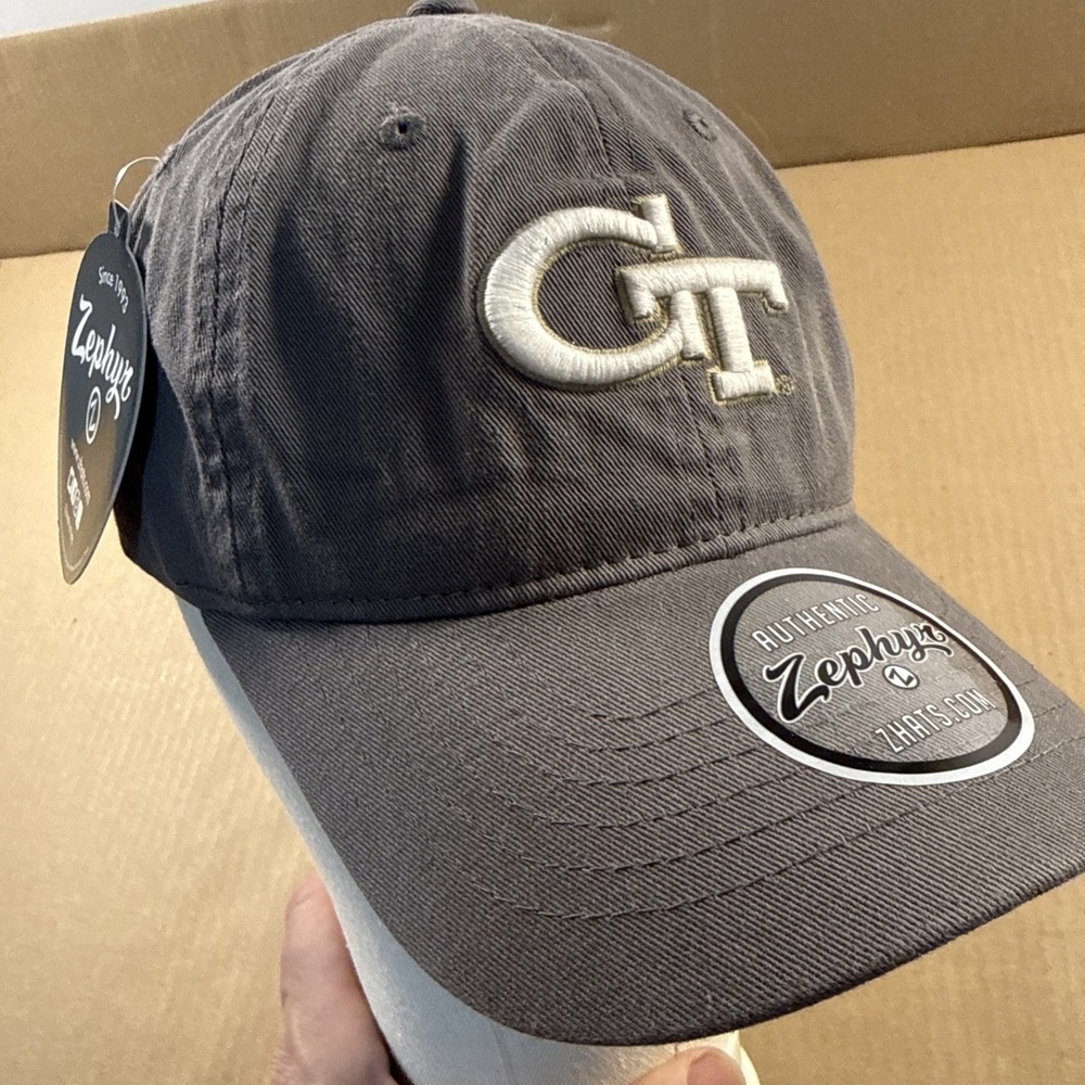 Georgia Tech Yellow Jackets Strapback Hat NEW Zephyr, Gray, 3D Sewn Logo